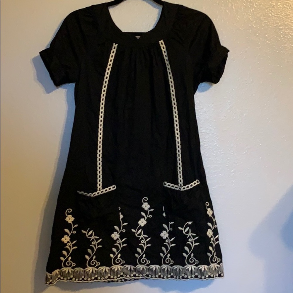 Black and white embroidered dress